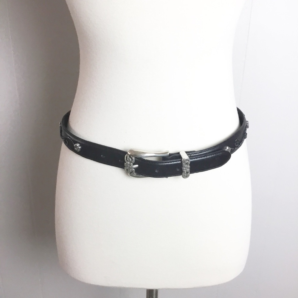 Vintage Brighton Floral Beaded Belt Leather Size M 30